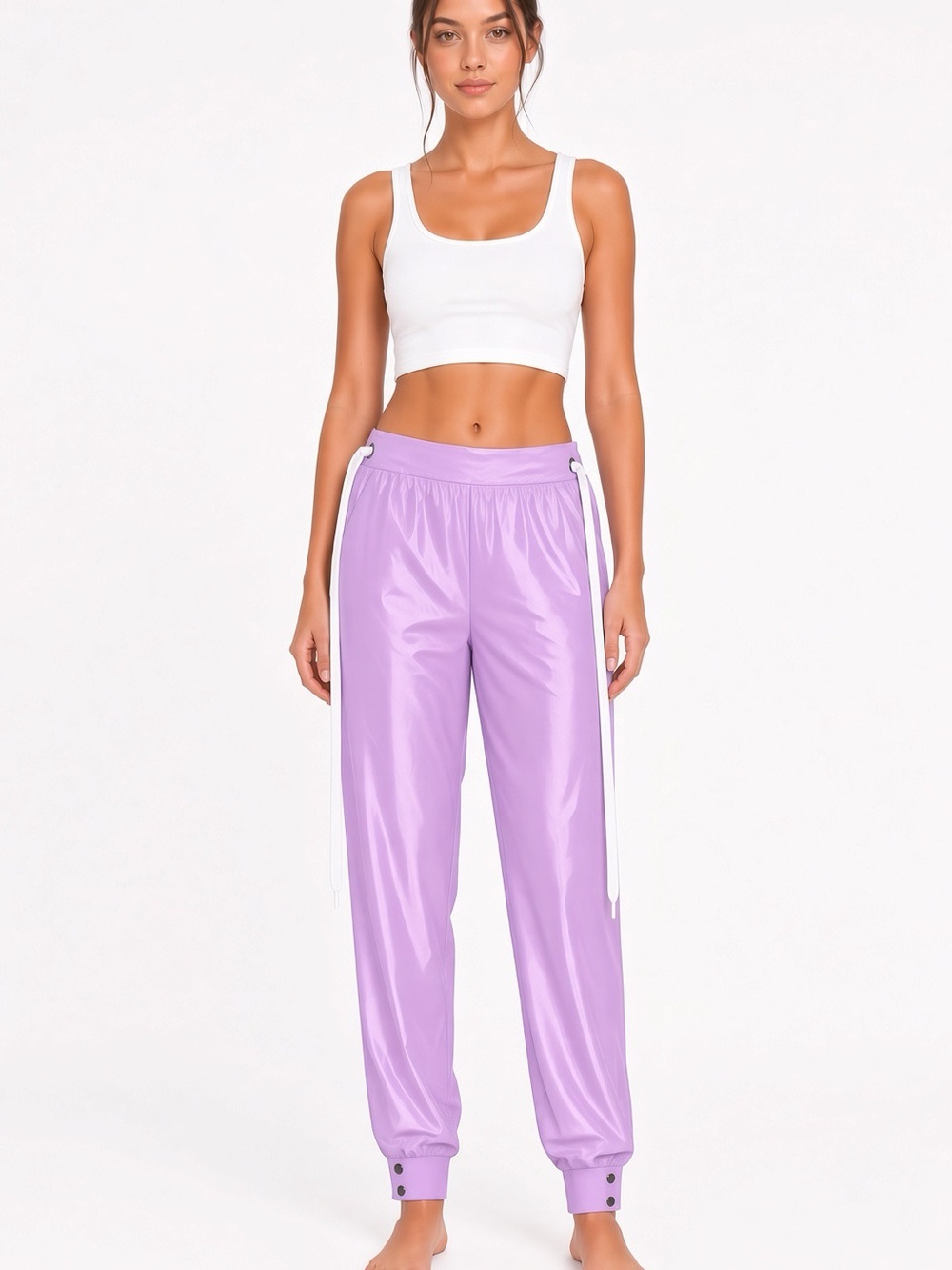 Khrisjoy Lavender Track Jogger Pants for Women Italian MEDIUM (see measurements)